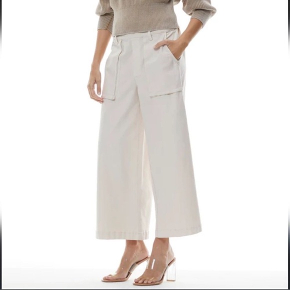 Young Fabulous & Broke Pants - Young Fabulous & Broke YFB Saidie Wide Leg Patch Pocket Pants Cream XS
